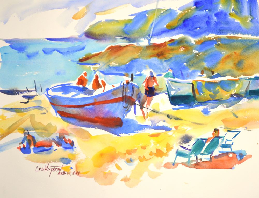 4271 Calella Beach, Original Watercolor Painting by Eric Wiegardt AWS-DF, NWS