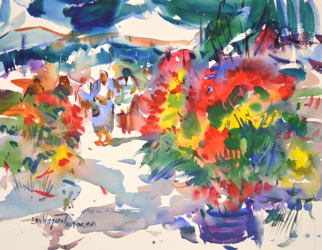 4310 Flower Market, Original Watercolor Painting by Eric Wiegardt AWS-DF, NWS