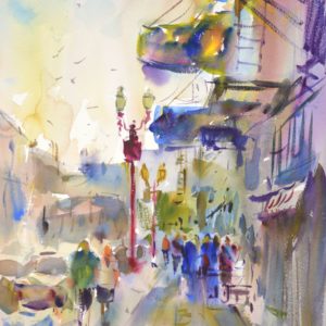 4362 Chinatown Portland, Original Watercolor Painting by Eric Wiegardt AWS-DF, NWS