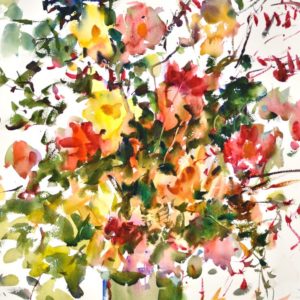 4385 September Dahlias, Original Watercolor Painting by Eric Wiegardt AWS-DF, NWS