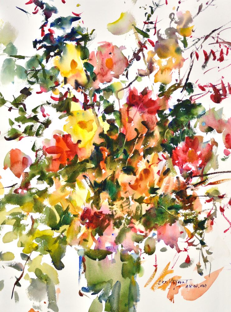 4385 September Dahlias, Original Watercolor Painting by Eric Wiegardt AWS-DF, NWS