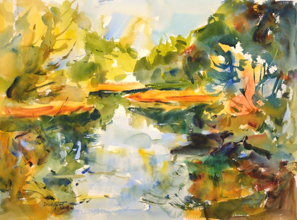 4401 Wetland Morning, Original Watercolor Painting by Eric Wiegardt AWS-DF, NWS