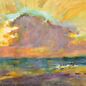 4413 Evening Low Tide, Original Watercolor Painting by Eric Wiegardt AWS-DF, NWS