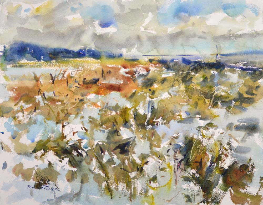 4446 Marshland Snow, Original watercolor Painting by Eric Wiegardt AWS-DF, NWS