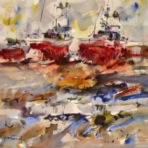 4473 Ilwaco Repair, Original Watercolor Painting by Eric Wiegardt AWS-DF, NWS