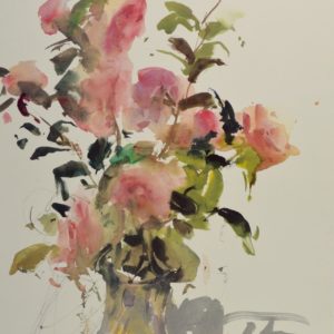 Ann's Camelias - Print of Watercolor Painting by Eric Wiegardt AWS-DF, NWS