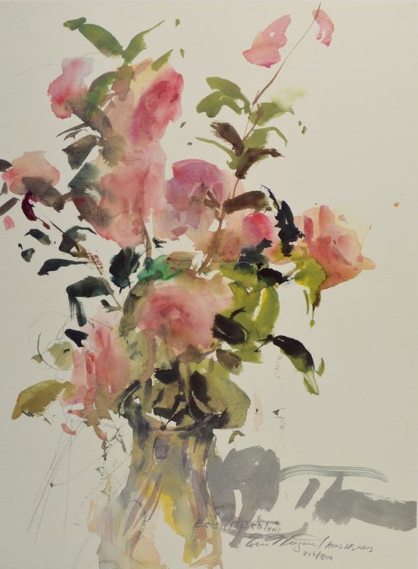 Ann's Camelias - Print of Watercolor Painting by Eric Wiegardt AWS-DF, NWS