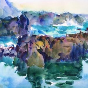 Madiera on the Rocks, Original Watercolor Painting by Eric Wiegardt AWS-DF, NWS