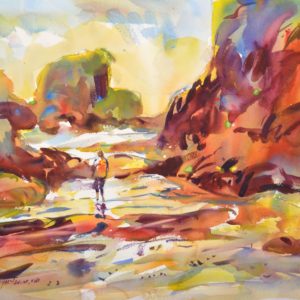 4367 Esther and Tidal Pools, Original Watercolor Painting by Eric Wiegardt AWS-DF, NWS