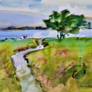 4501 Reflection on Sound, Original Watercolor Painting by Eric Wiegardt AWS-DF, NWS