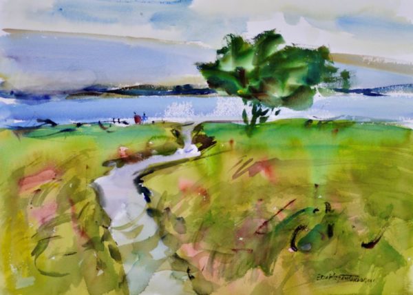 4501 Reflection on Sound, Original Watercolor Painting by Eric Wiegardt AWS-DF, NWS