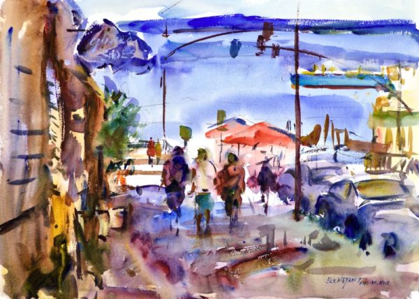 4504 Astoria Afternoon, Original watercolor Painting by Eric Wiegardt AWS-DF, NWS