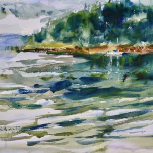 4510 Sailboat Reflected, Original Watercolor Painting by Eric Wiegardt AWS-DF, NWS