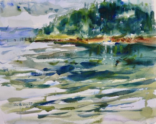 4510 Sailboat Reflected, Original Watercolor Painting by Eric Wiegardt AWS-DF, NWS