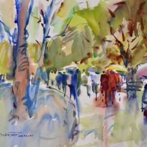 4537 Umbrellas, Original Watercolor Painting by Eric Wiegardt, AWS-DF, NWS