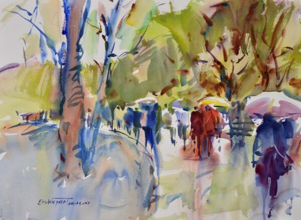 4537 Umbrellas, Original Watercolor Painting by Eric Wiegardt, AWS-DF, NWS