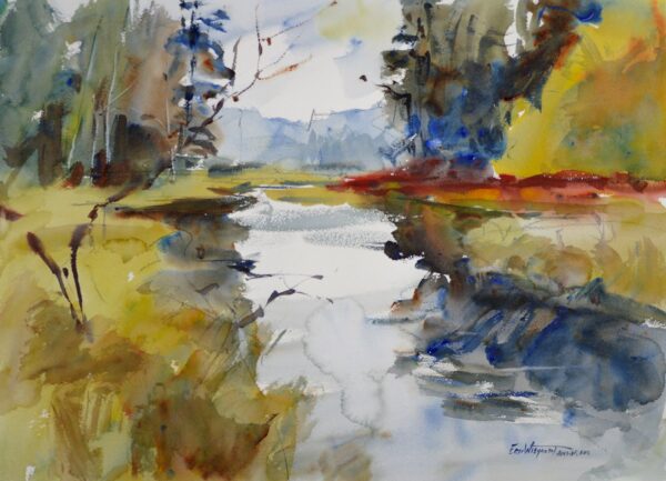 4539 Klipsan Estuary, Original Watercolor Painting by Eric Wiegardt AWS-DF, NWS