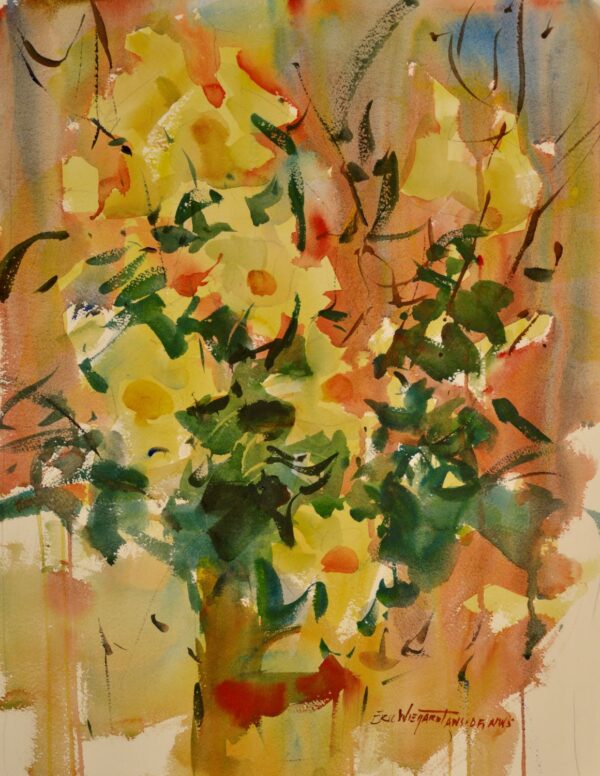 4547 Daffodils & Red, Original Watercolor Painting by Eric Wiegardt AWS-DF, NWS