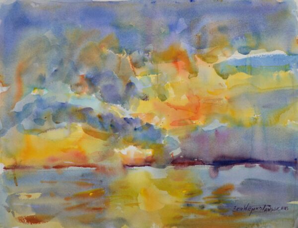 4555 Willapa Sun Burst, Original Watercolor Painting by Eric Wiegardt AWS-DF, NWS