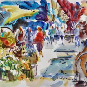 4560 Market, Belize, Original Watercolor Painting by Eric Wiegardt AWS-DF, NWS