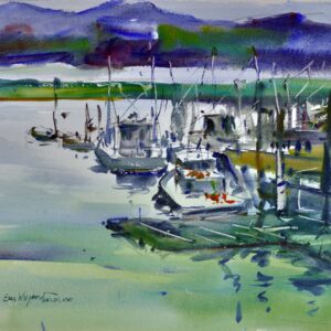 4568 Nahcotta Port Quiet, Original Watercolor Painting by Eric Wiegardt AWS-DF, NWS