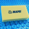 Mapei Sponge - yellow sponge featuring Mapei logo in blue sitting on blue background