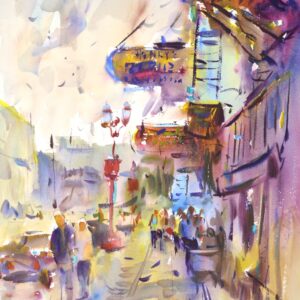 4363 Chinatown Portland II, Original Watercolor Painting by Eric Wiegardt AWS-DF, NWS
