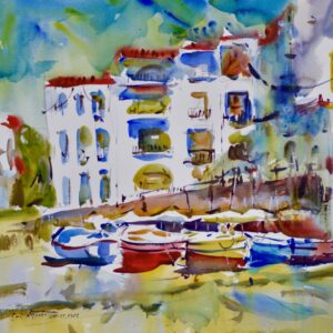 4566 Calella Beach, Original Watercolor Painting by Eric Wiegardt AWS-DF, NWS