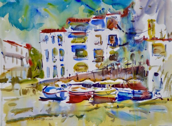 4566 Calella Beach, Original Watercolor Painting by Eric Wiegardt AWS-DF, NWS