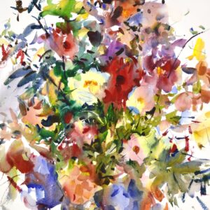 4583 Fresh Dahlias, Original Watercolor Painting by Eric Wiegardt AWS-DF, NWS