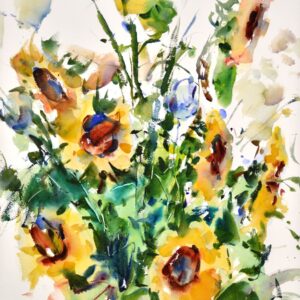 4588 Sunflowers I, Original Watercolor Painting by Eric Wiegardt AWS-DF, NWS