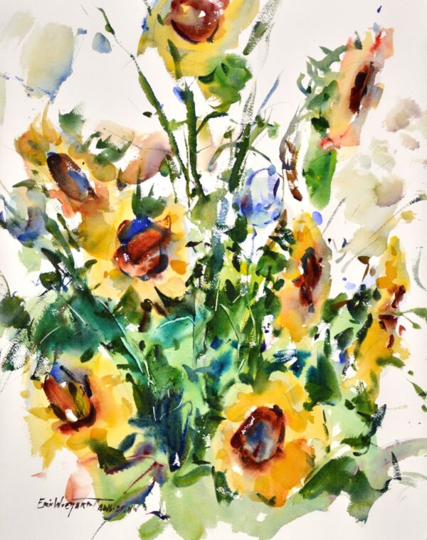4588 Sunflowers I, Original Watercolor Painting by Eric Wiegardt AWS-DF, NWS