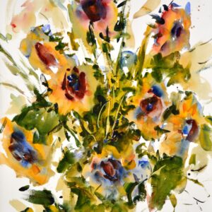 4589 Sunflowers II, Original Watercolor Painting by Eric Wiegardt AWS-DF, NWS