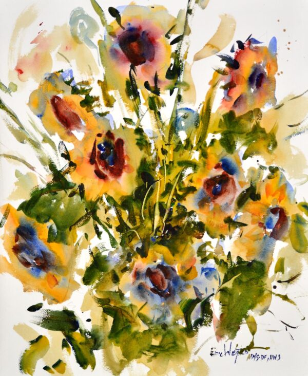 4589 Sunflowers II, Original Watercolor Painting by Eric Wiegardt AWS-DF, NWS