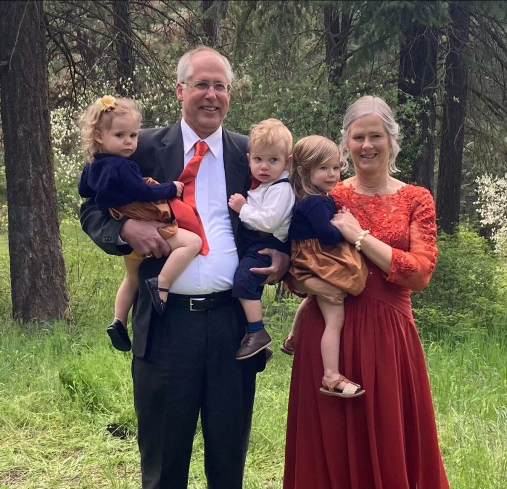 Eri and Ann with Grandkids at Kelly's Wedding