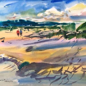 2023-06 PAL Beach Scene, Original Watercolor Painting by Eric Wiegardt AWS-DF, NWS