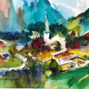 2023-10 Swiss Valley Paint-Along, Original Painting by Eric Wiegardt AWS-DF, NWS