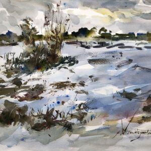 2023-01 PAL Snow Scene, Original Watercolor Painting by Eric Wiegardt AWS-DF, NWS
