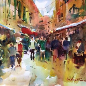 2023-02 PAL Street Scene, Original Watercolor Painting by Eric Wiegardt AWS-DF, NWS