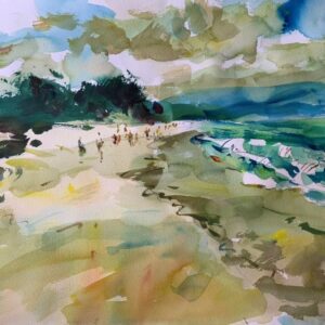 2023-03 Demo Beach Scene, Original Watercolor Painting by Eric Wiegardt AWS-DF, NWS