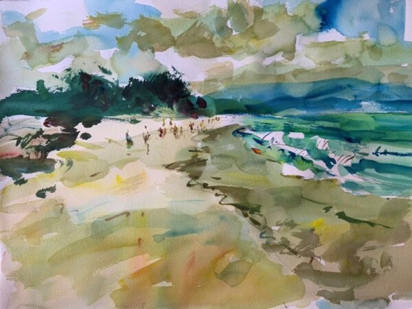 2023-03 Demo Beach Scene, Original Watercolor Painting by Eric Wiegardt AWS-DF, NWS