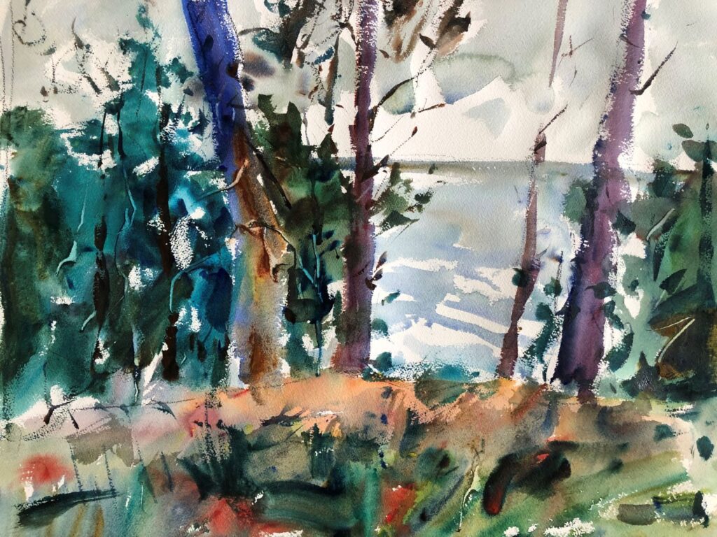 2023-08 Demo North Head Woodland, Original Watercolor Painting by Eric Wiegardt AWS-DF, NWS