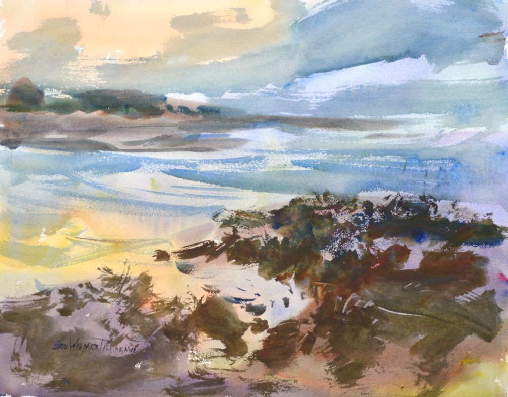 4237 Willapa Winter Sun, Original Watercolor Painting by Eric Wiegardt AWS-DF, NWS