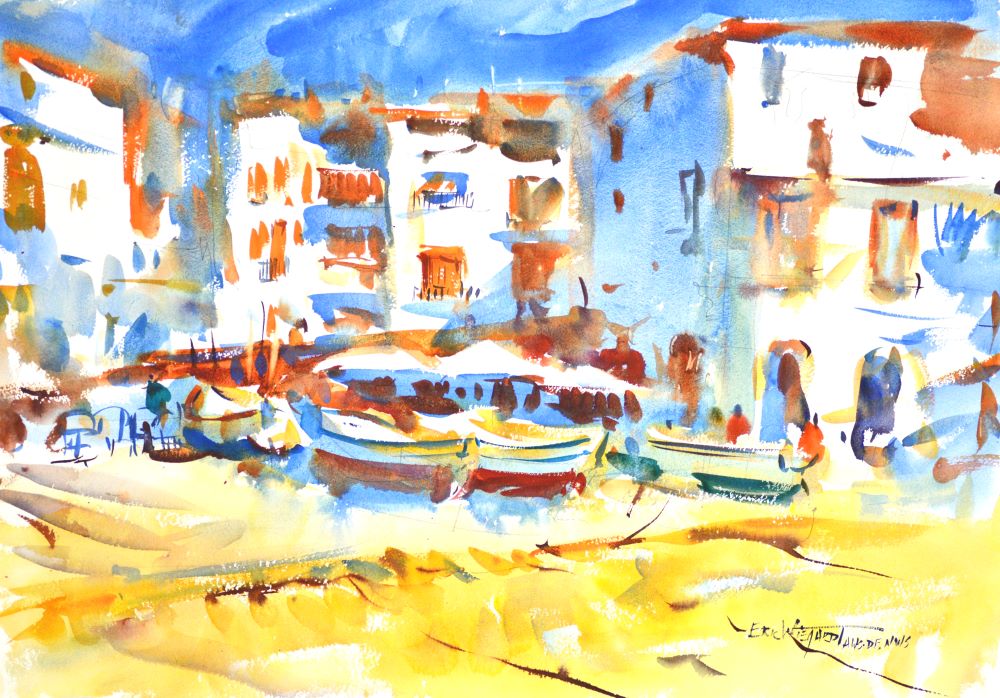 4259 Calella, Spain, Original Watercolor Painting by Eric Wiegardt AWS-DF, NWS