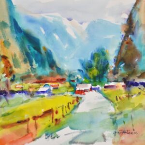 4593 Lauterbrunnen, Original Watercolor Painting by Eric Wiegardt AWS-DF, NWS
