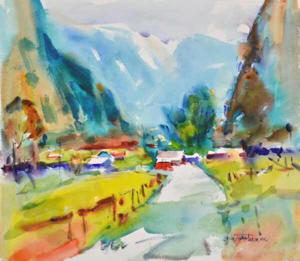 4593 Lauterbrunnen, Original Watercolor Painting by Eric Wiegardt AWS-DF, NWS