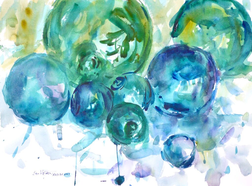 Glass Floats #1, Original Watercolor Painting by Eric Wiegardt AWS-DF, NWS