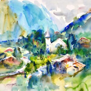 4596 Lauterbrunnen II, Original Watercolor Painting by Eric Wiegardt AWS-DF, NWS