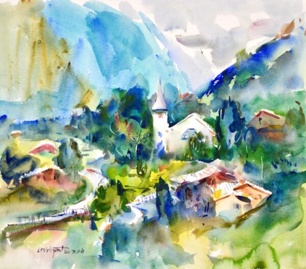 4596 Lauterbrunnen II, Original Watercolor Painting by Eric Wiegardt AWS-DF, NWS