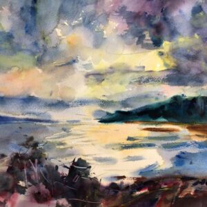 2023-12 Demo Storm Sunrise, Original Watercolor Painting by Eric Wiegardt AWS-DF, NWS